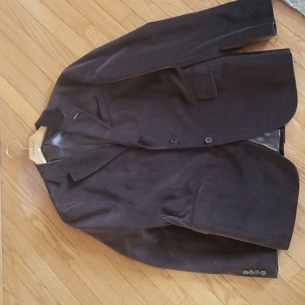 7 for all Mankind dark brown velvet three button blazer jacket size L worn once.